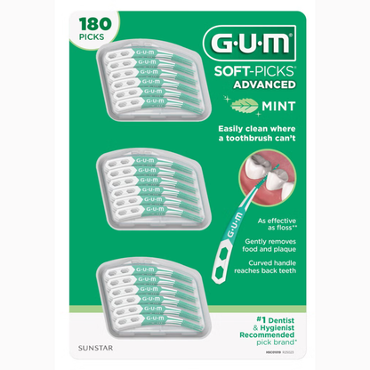 GUM Soft-Picks Advanced sabor menta, paquete de 180 unidades
