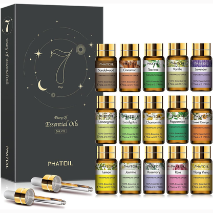 PHATOIL - Set de aceites esenciales de aromaterapia para difusor, cuidado de la piel