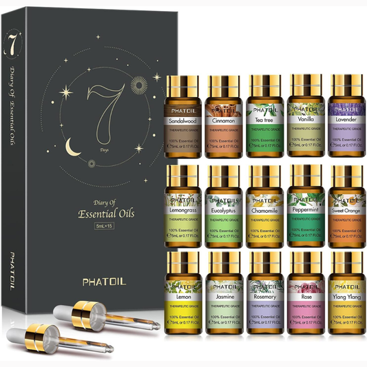 PHATOIL - Set de aceites esenciales de aromaterapia para difusor, cuidado de la piel