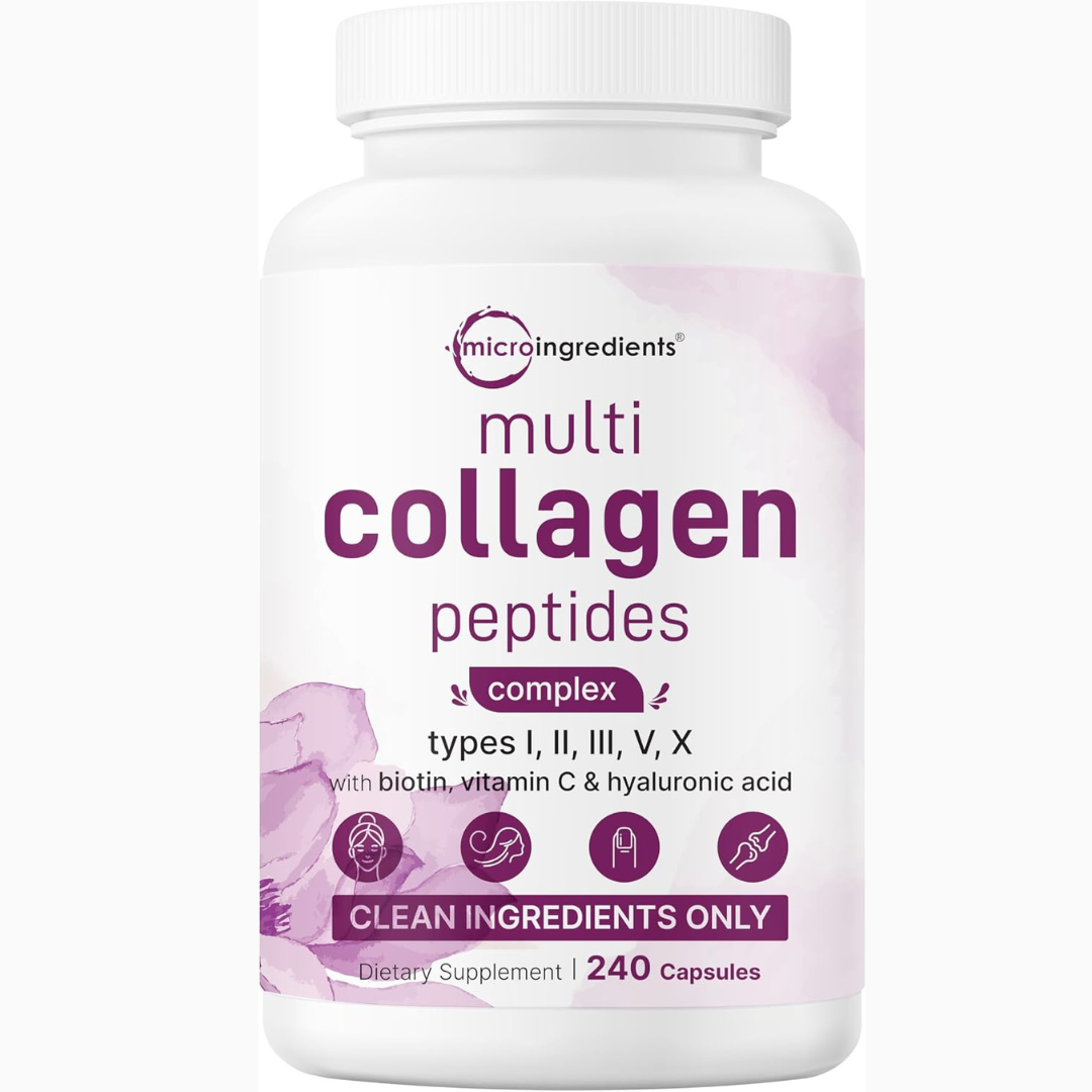MicroIngredients- Multi Colageno peptides complex tipo I,II,III,V,X - 240 capsulas