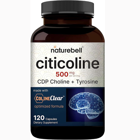 NatureBell citicolina, colina CDP, citicolina 500 mg más tirosina 50 mg, 120 capsulas