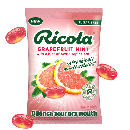 Ricola - Caramelos para refrescar la boca seca, 40 unidades sin azucar