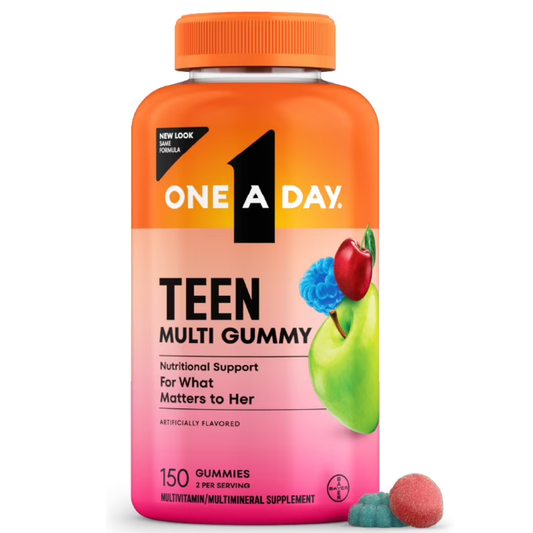 One A Day Teen  para Mujeres Adolecentes con Vitaminas A, C, E, B3, B6, B12, D+Calcio 150 Gomitas