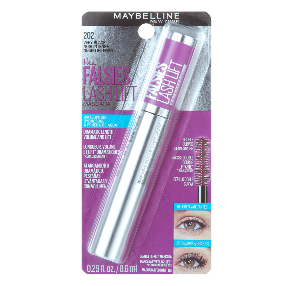 Maybelline The Falsies Lash Lift - Máscara de pestañas  a prueba de agua, color negro intenso