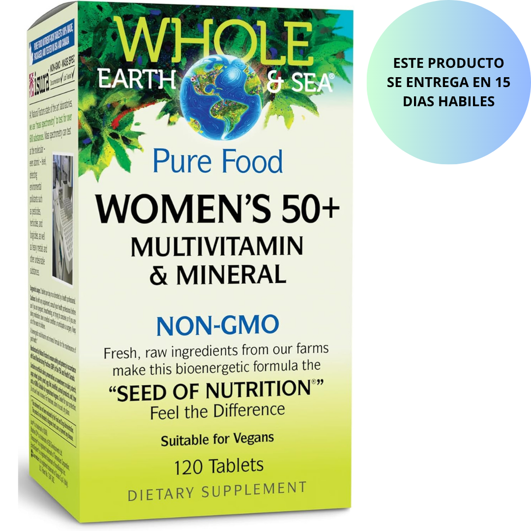 Natural Factors Whole Earth & Sea - Multivitamínico para mujeres 50+, 120 tabletas