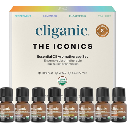 Cliganic - Set de aceites esenciales orgánicos para aromaterapia, 8 aceites esenciales