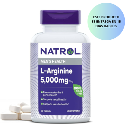 Natrol , L-Arginine 5000mg , mens health - 90 tabletas