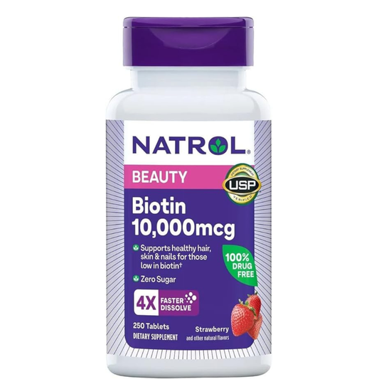Biotin Natrol 10,000 mgc. 250 Tabletas de  Disolucion Rapida