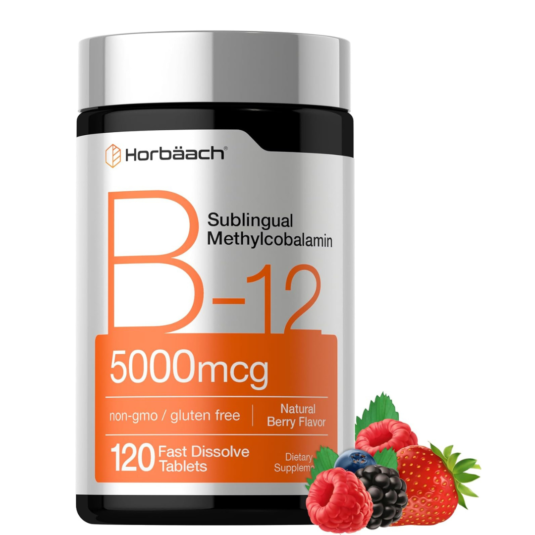 B-12 5000mcg , 120 tabletas disolventes - Horbaach