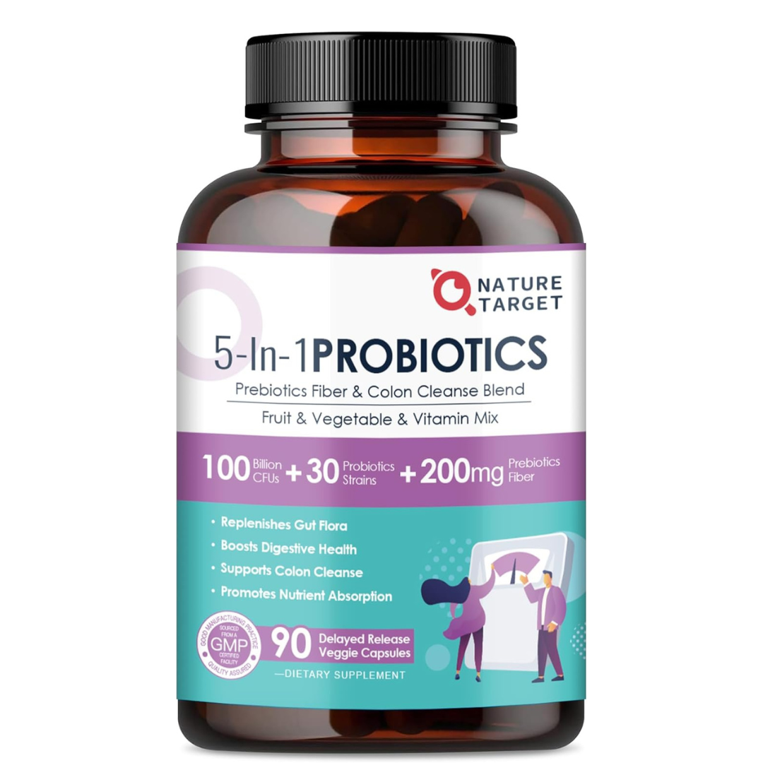 NATURE TARGET Probióticos salud digestiva 100 mil millones  90 capsulas