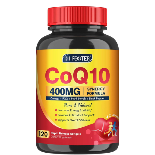 Dr. Foster CoQ10 400mg, PQQ, Omega 3 y vitamina E,  energía cardíaca y celular, 120 softgels
