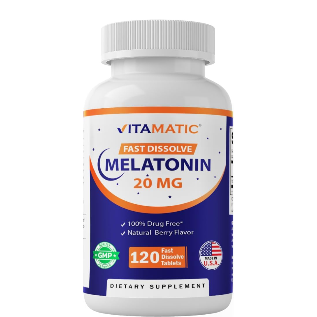 Vitamatic Tabletas de melatonina de 20 mg  Vegetariano 120 tabletas