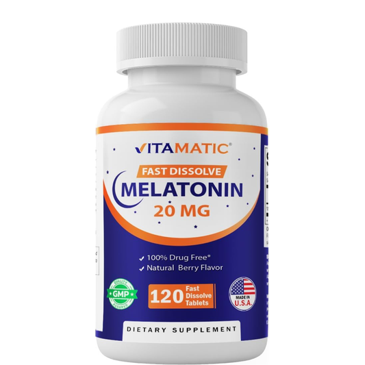 Vitamatic Tabletas de melatonina de 20 mg  Vegetariano 120 tabletas