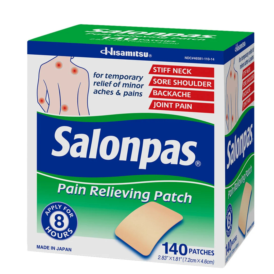 Salonpas Parches para el dolor - Alivia por 8 horas - 140 Parches.