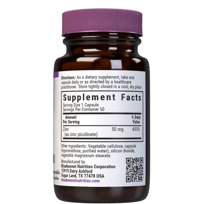 Bluebonnet Nutrition Picolinato de zinc 50mg