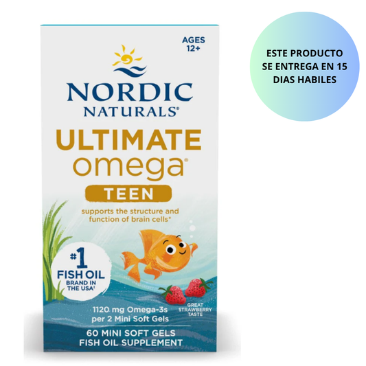 Nordic Naturals Ultimate Omega 2X Teen, Fresa - 60 mini geles blandos