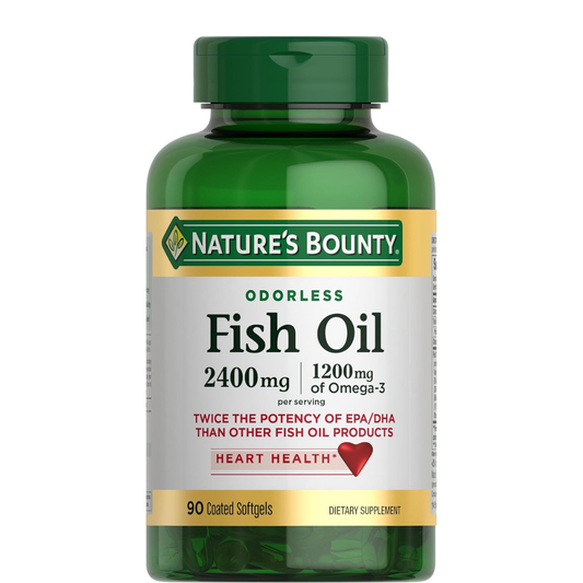 Natures Bounty - Fish oil 2400mg,  1200mg(omega-3) - 90 cápsulas blandas recubiertas
