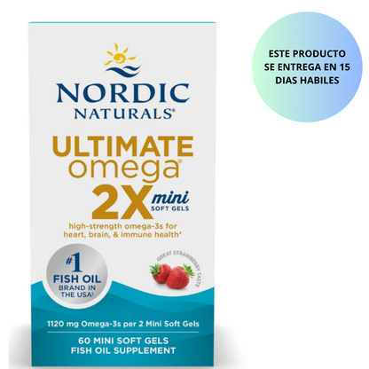 Nordic Naturals - Ultimate Omega 2X 1120mg , 60 mini capsulas (sabor a fresa)