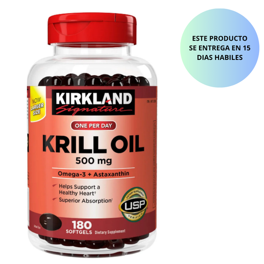 ACEITE OMEGA 3 KRILL OIL 500 mg. + Astaxanthin  - Kirkland 180 Capsulas