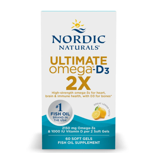 Nordic Naturals Ultimate Omega 2X con vitamina D3, sabor a limón, 60 softgels