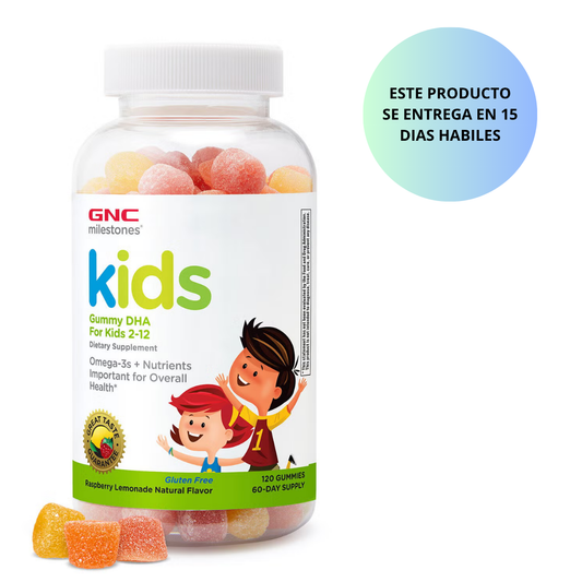 GNC Milestones - Gomitas de DHA para niños de 2 a 12 años, 120 gomitas