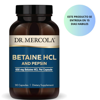 Dr. Mercola Suplemento de Betaína HCL y Pepsina , 90 Capsulas.