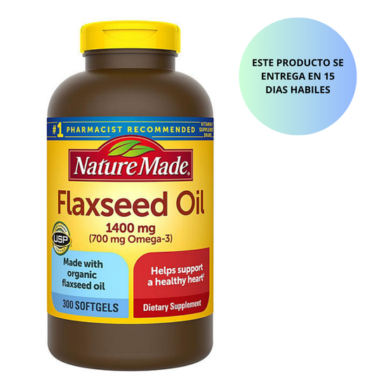Nature Made Flaxseed Oil 1400 mg Softgels for Heart Health 300 softgels