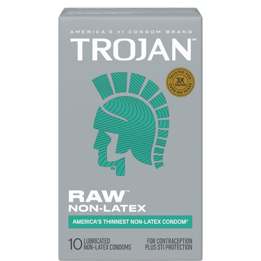 Trojan Preservativos finos lubricados sin látex crudos para hombres, 10 unidades