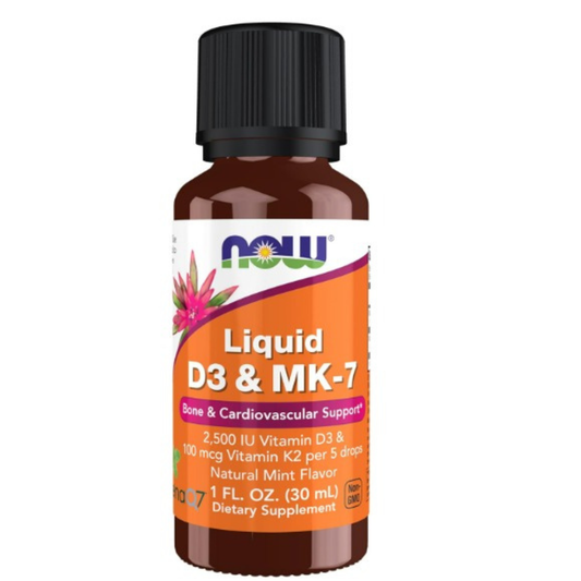 NOW Foods Suplementos, líquido D-3 y MK-7 , 30ml