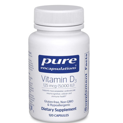 Pure Encapsulations - Vitamina D3 125 mcg (5000 IU) en Cápsulas