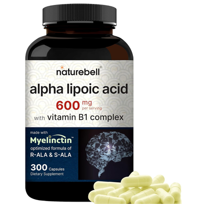 NatureBell Complejo de Ácido Alfa Lipoico, 600mg, 300 Cápsulas