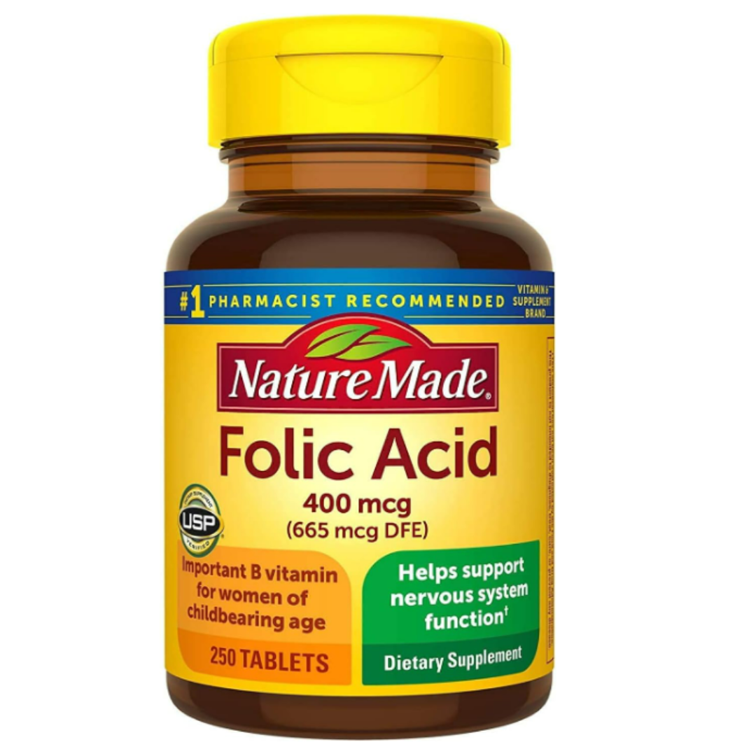 Ácido fólico, 400 mcg, 250 tabletas -  Nature Made