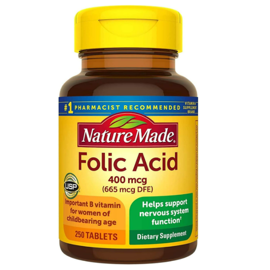 Ácido fólico, 400 mcg, 250 tabletas -  Nature Made