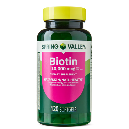 Spring Valley Biotin Softgels, Dietary Supplement, 10,000 mcg 120 softgels