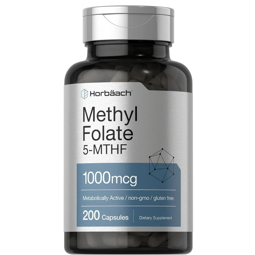 Horbaach - Methyl Folate , 5MTHF 1000mcg - Folato de metilo, 200 Capsulas