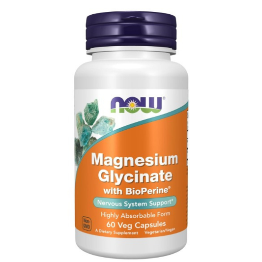NOW Foods Suplementos, Glicinato de Magnesio con BioPerine- capsulas veg
