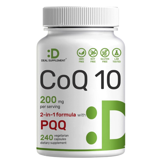 DEAL SUPPLEMENT CoQ10 200mg con PQQ, 240 cápsulas vegetales