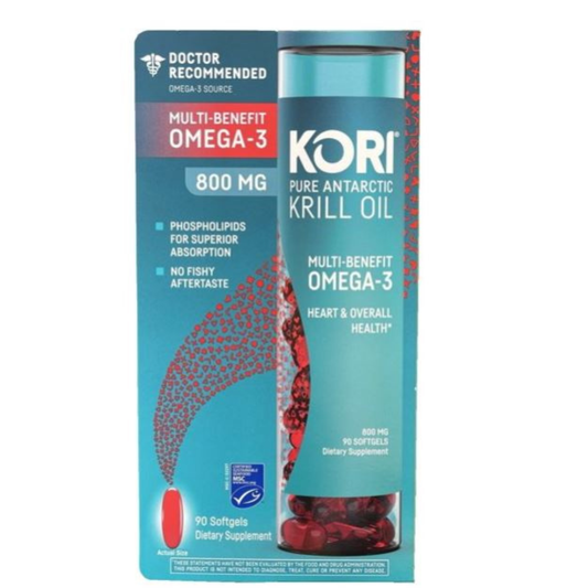 Kori Pure Antarctic Krill Oil Multi-Benefit Omega-3, 800 mg 90 capsulas