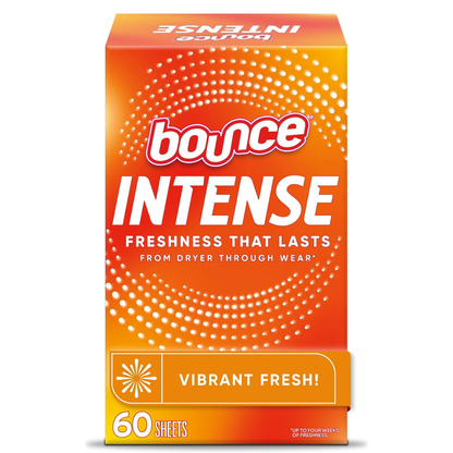 Bounce Hojas Gruesas  para Secadora Intensas, Frescura Vibrante, 60 Unidades