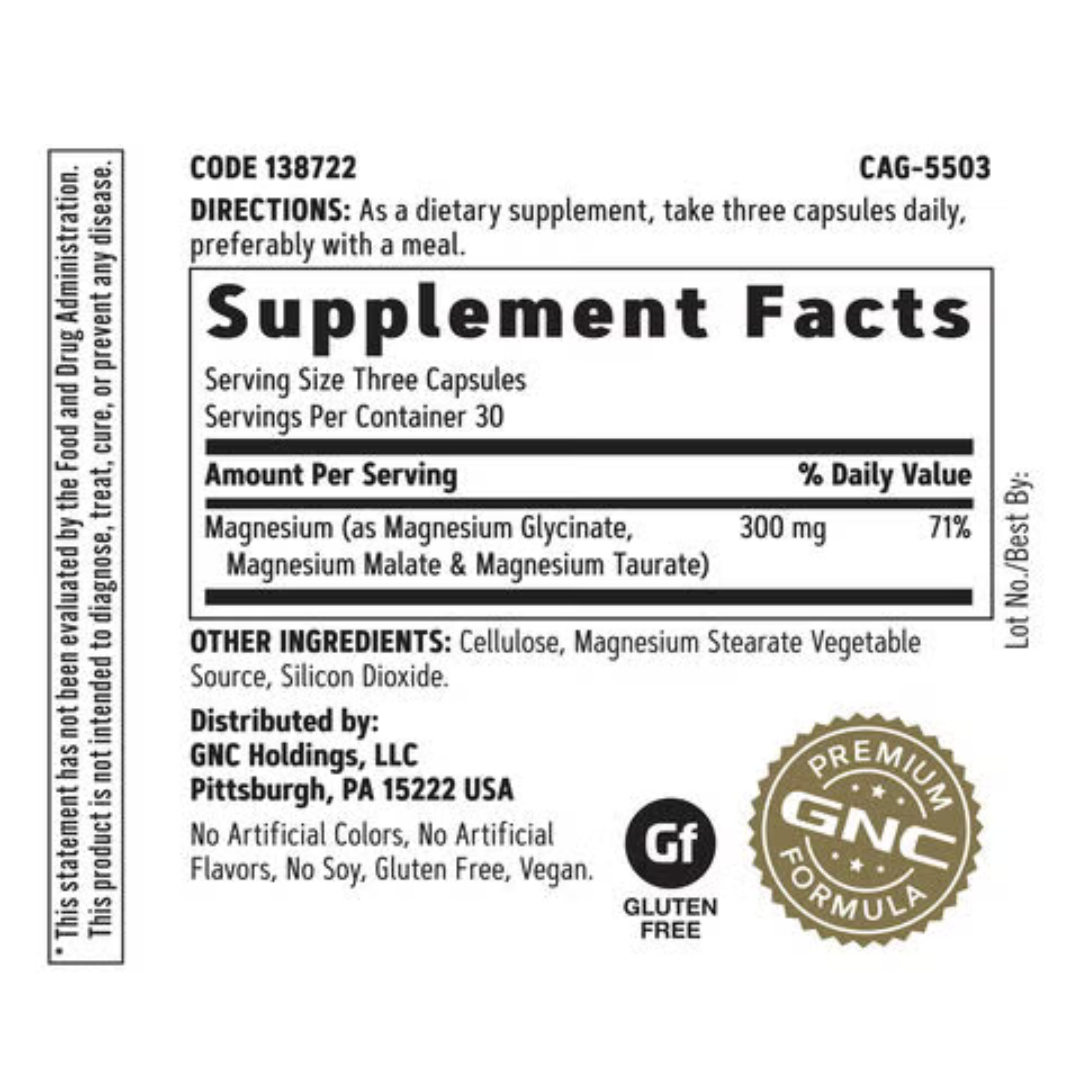 Super Magnesium GNC - 90 Tabletas de 300 mg