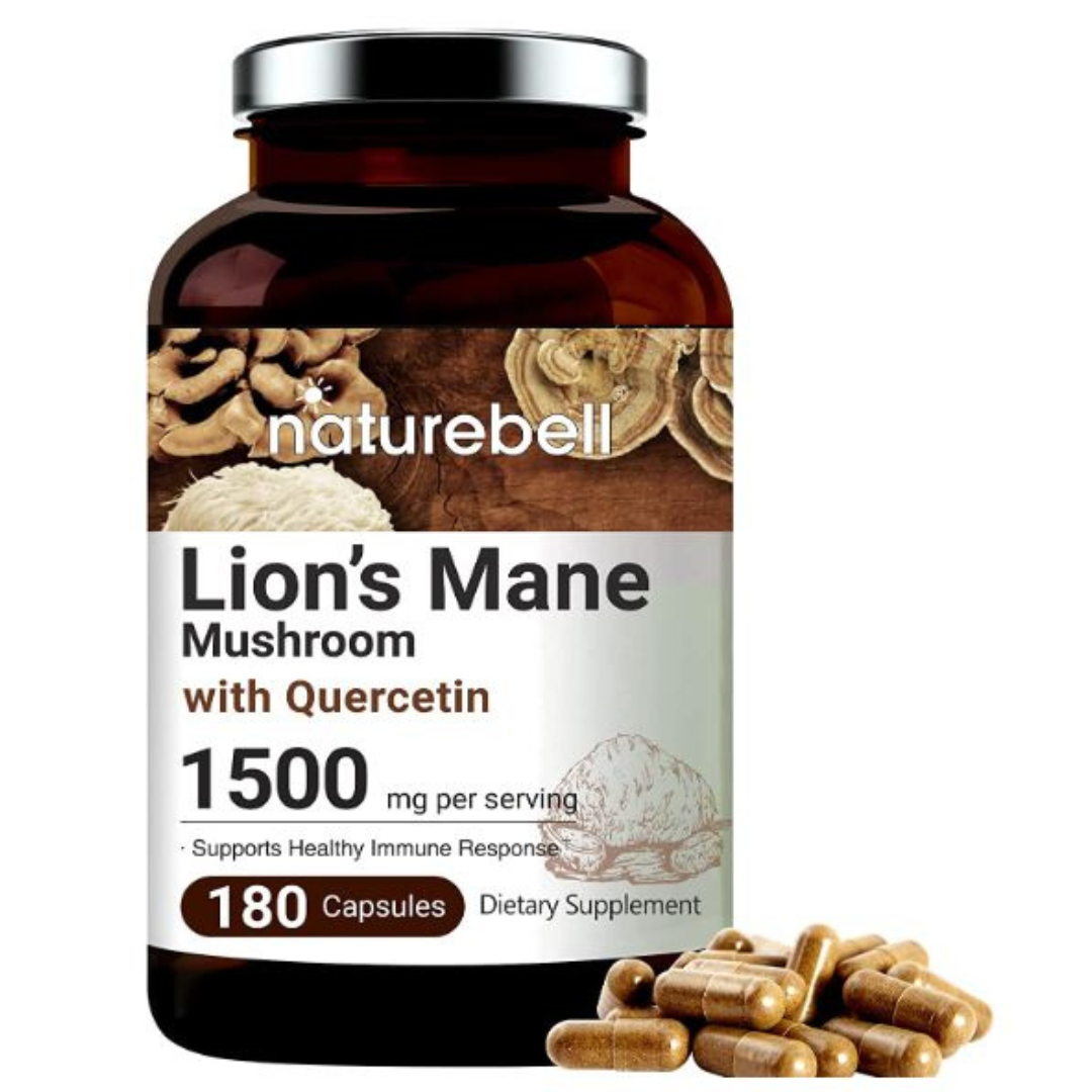 Suplementos de melena de león NatureBell, 1500 mg- 180 cap