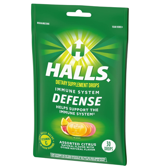 HALLS Immune SYSTEM DEFENSE - sabores citrus, 30 caramelos