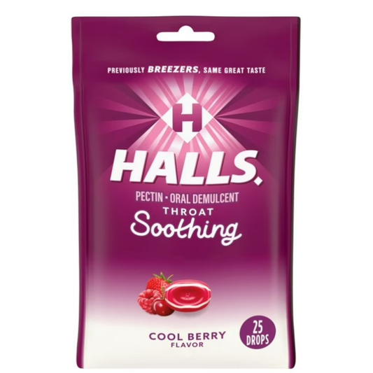 HALLS Throat Soothing (Anteriormente HALLS Breezers) Gotas refrescantes de bayas para la garganta, 25 gotas
