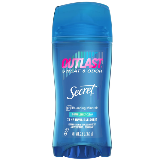 Secret Outlast para mujer Desodorante antitranspirante en gel transparente, completamente limpio, 73 gr