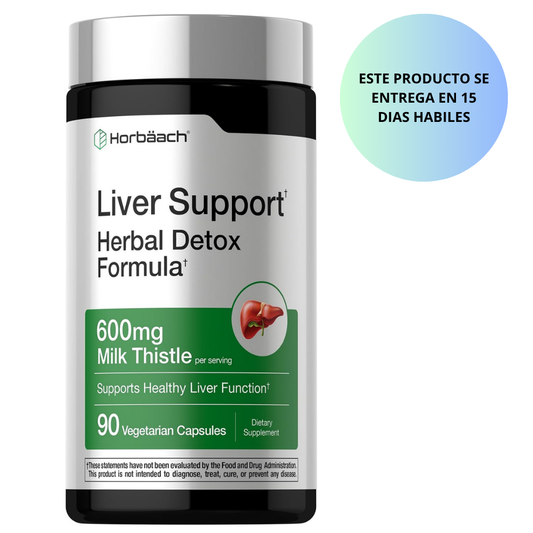 Horbäach Soporte hepático | Cardo mariano de 600 mg | 90 cápsulas vegetarianas