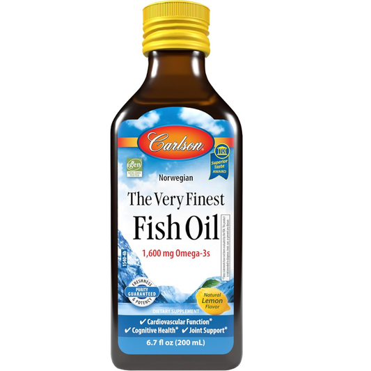Carlson - El Mejor de Todos los Aceites de Pescado, 1600 mg de Omega-3, 200ml, sabor limon
