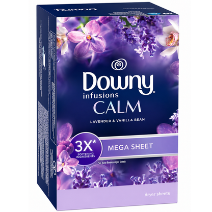 Toallitas para secadora Downy Infusions Mega, calmantes, lavanda, 60 unidades