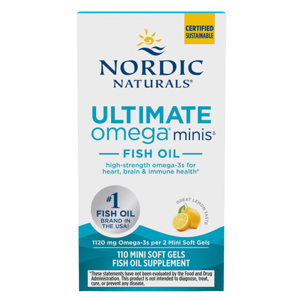Nordic Naturals - Ultimate omega minis fish oil 1120mg, 110 mini capsulas sabor a limon