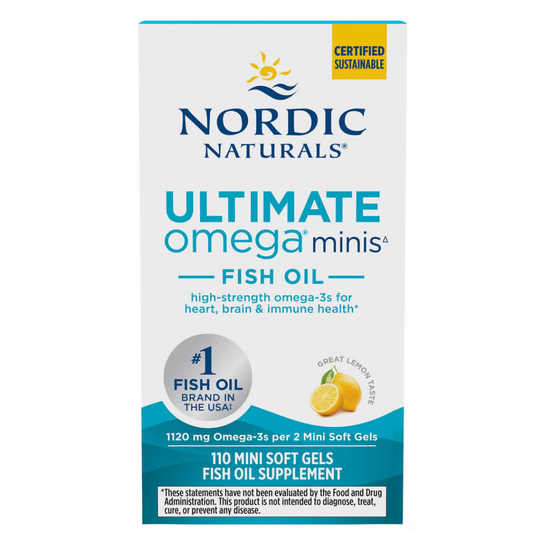 Nordic Naturals - Ultimate omega minis fish oil 1120mg, 110 mini capsulas sabor a limon
