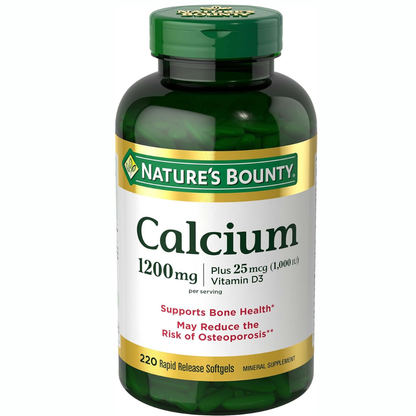 Natures Bounty - Calcium 1200mg plus 25mcg(1000IU) con Vitamina D3 - 220 Cápsulas blandas